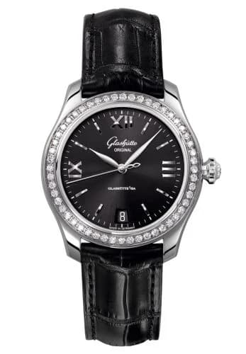 Lady Serenade Stainless Steel / Diamond / Black / Alligator - Folding
