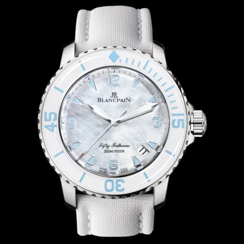 Fifty Fathoms Automatique Stainless Steel / White Mother Of Pearl / White Canvas