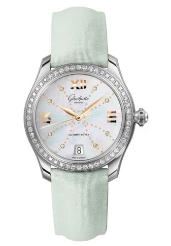 Lady Serenade Stainless Steel / Diamond / MOP - Index Line / Satin / Pin