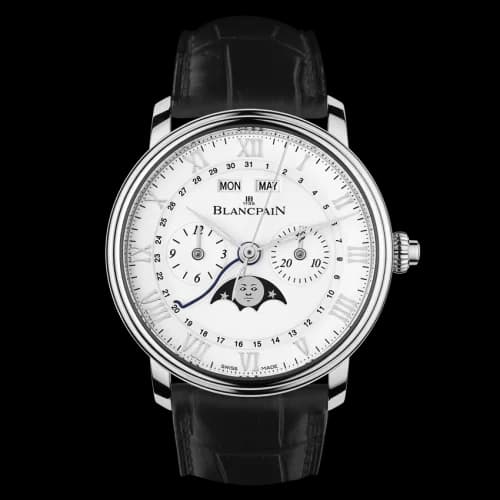 Villeret Chronographe Monopoussoir Quantième Complet Stainless Steel / Enamel