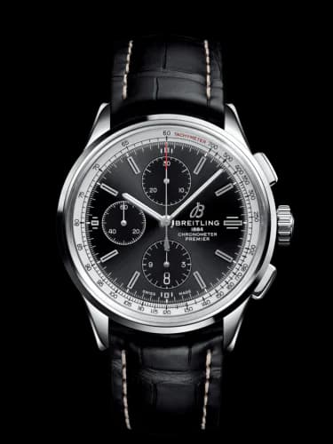 Premier Chronograph 42 Stainless Steel / Black / Croco Black / Folding