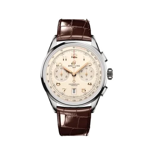 Premier B01 Chronograph 42 Stainless Steel / Cream / Alligator