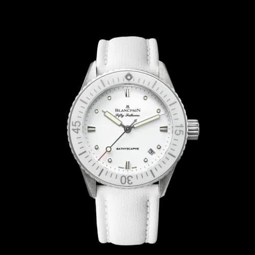 Fifty Fathoms Bathyscaphe Stainless Steel / White / White Canvas