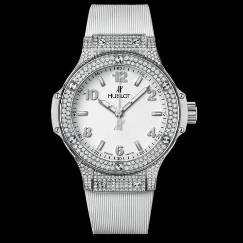 Big Bang 38 Quartz Stainless Steel - Pavé / White / Rubber