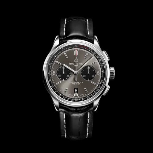 Premier B01 Chronograph 42 Stainless Steel / Anthracite / Croco / Folding