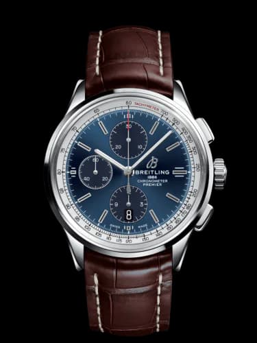 Premier Chronograph 42 Stainless Steel / Blue / Croco Brown / Folding