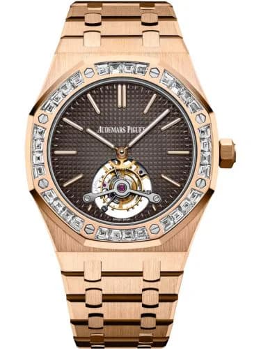 Royal Oak Ultra Thin Tourbillon Pink Gold / Baguette / Brown