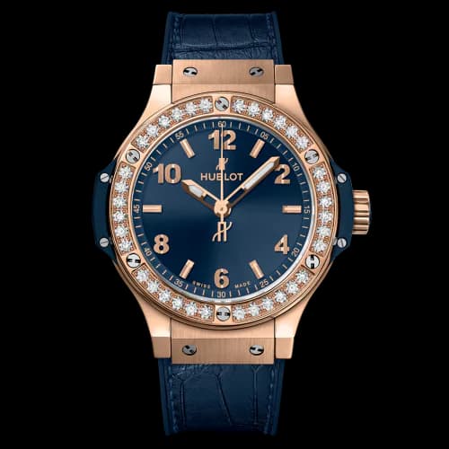 Big Bang 38 Quartz Red Gold - Diamond / Blue / Alligator