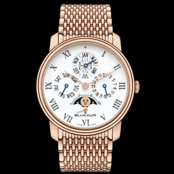 Villeret Quantieme Perpetuel 8 Jours Red Gold / Enamel / Bracelet