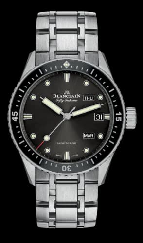 Fifty Fathoms Bathygraphe Quantième Annuel Black / Grey / Steel Bracelet
