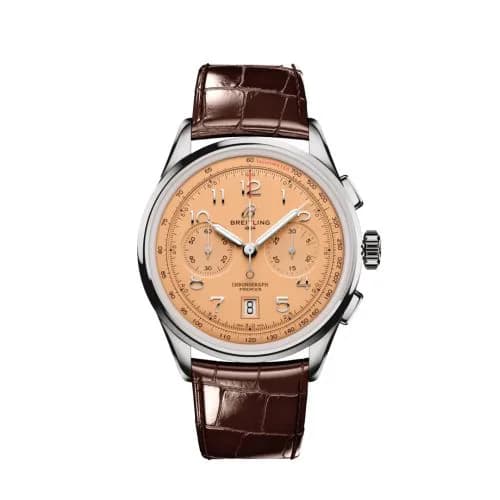 Premier B01 Chronograph 42 Stainless Steel / Pink / Alligator