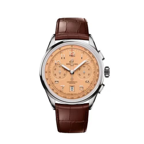 Premier B01 Chronograph 42 Stainless Steel / Pink / Alligator - Matte