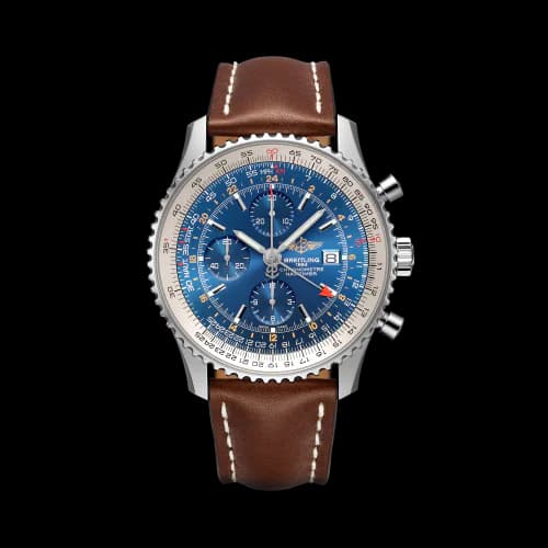 Navitimer World Stainless Steel / Blue / Calf / Pin