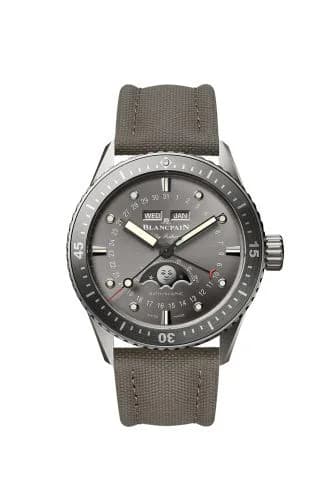 Fifty Fathoms Bathygraphe Quantième Complet Titanium / Grey / Canvas
