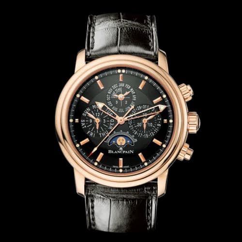 Léman Chronographe Flyback Quantième Perpétuel Red Gold / Black / Alligator