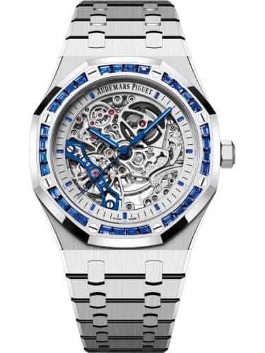 Royal Oak 41 Double Balance Wheel Openworked White Gold / Baguette Blue Sapphire
