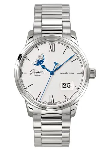 Senator Excellence Panorama Date Moonphase Stainless Steel / Silver / Bracelet