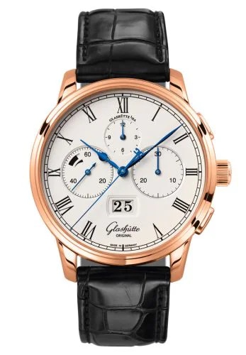 Senator Chronograph Panorama Date Red Gold / Silver / Alligator / Folding