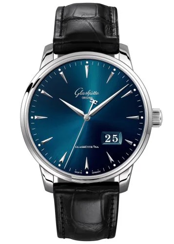 Senator Excellence Panorama Date Stainless Steel / Blue / Alligator - Pin
