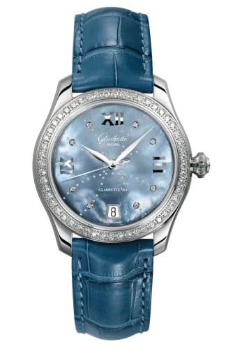 Lady Serenade Stainless Steel / Diamond / Blue MOP - Index Line / Alligator - Folding